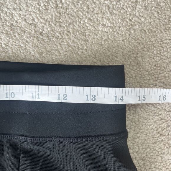 Halara Midi Skirt Medium Black High Waisted Drawstring Contrast Mesh Flowy NEW - Picture 3 of 6